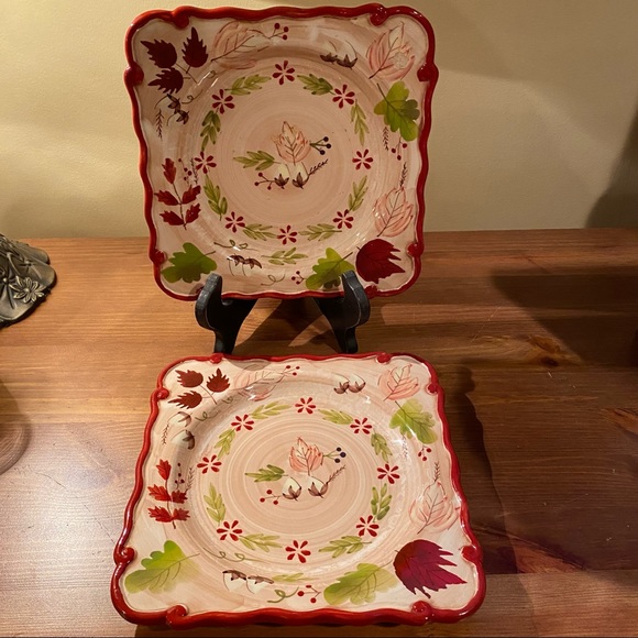 Harvest By Joy Set Of 2 Square Plates Dishes NWOT - Picture 1 of 5